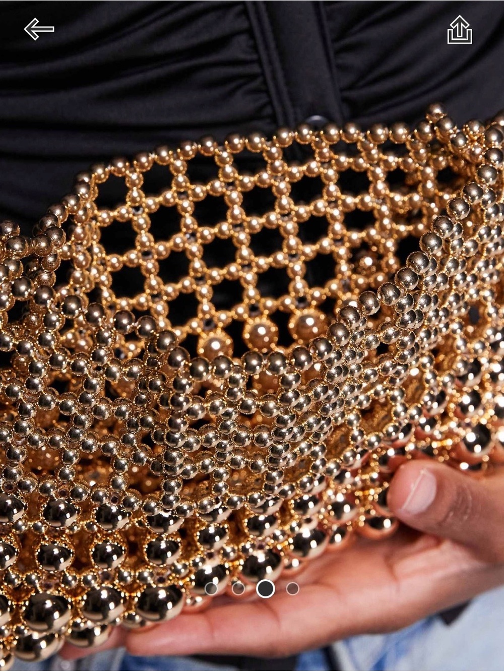 NWOT- ASOS- Gold Beaded Evening Shoulder Bag - Elegant Women's Handbag - Picture 3 of 4